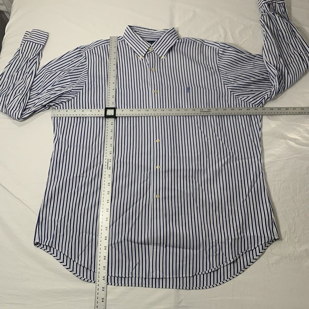 Ralph Lauren Men's Classic Fit Blue White Striped Button Down Shirt Size 17/XL - Picture 5 of 9